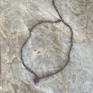 Elegant Pearl and Purple Stone Necklace